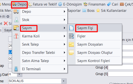 Sayım Fişi Oluşturma